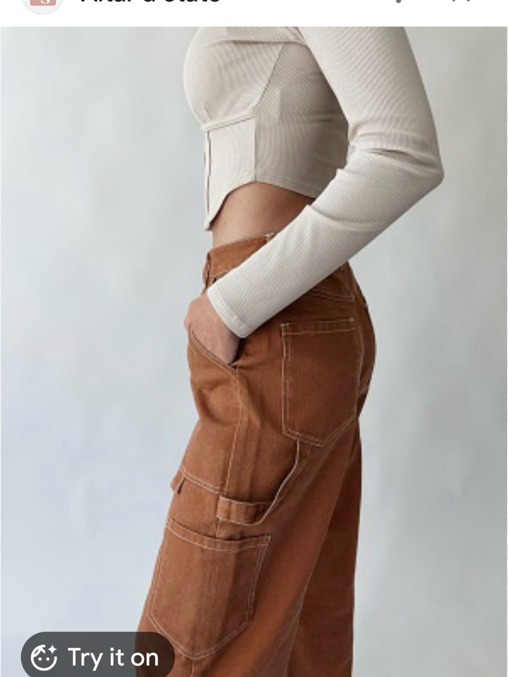 Altar'd State Rust Wide-Leg Cargo Pants - Picture 3 of 10